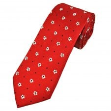 Tresanti Red, White & Navy Blue Flower Pattern Men's Silk Tie