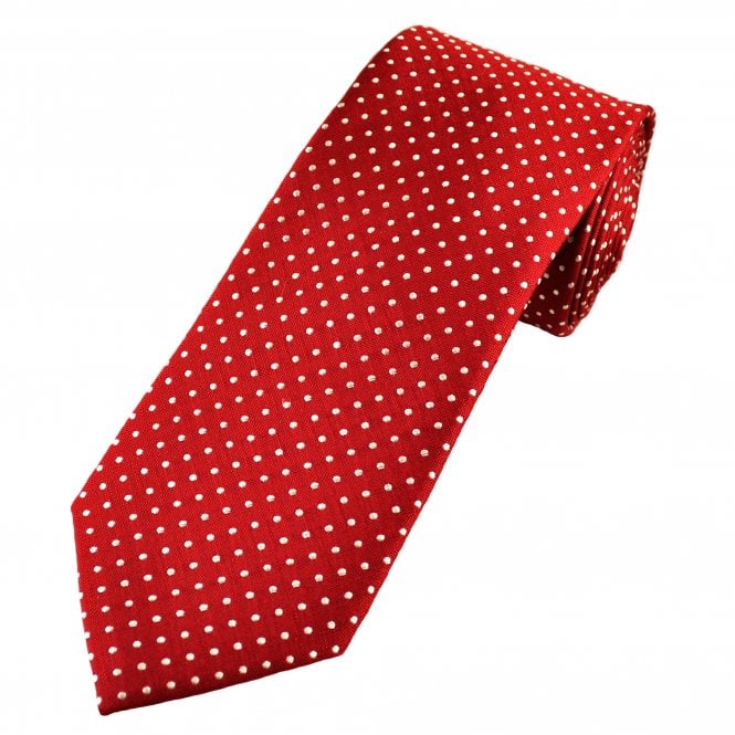 Tresanti Red & White Polka Dot Men's Silk Tie