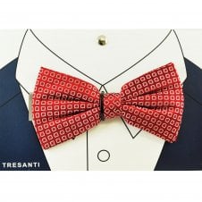 Tresanti Red & White Square Pattern Men's Silk Bow Tie