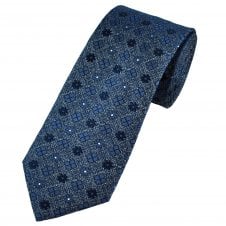 Tresanti Royal Blue Flower Patterned Men's Silk Tie