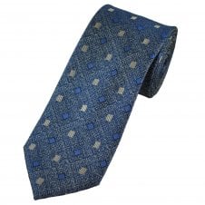 Tresanti Royal Blue & Silver Patterned Men's Silk Tie