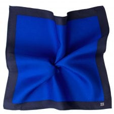 Tresanti Royal Blue With Navy Blue Border Silk Pocket Square Handkerchief