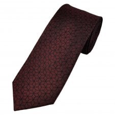 Tresanti Russet Brown & Black Cube Pattern Men's Silk Designer Tie