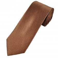 Tresanti Rust Orange & Silver Diamonds Pattern Men's Silk Tie