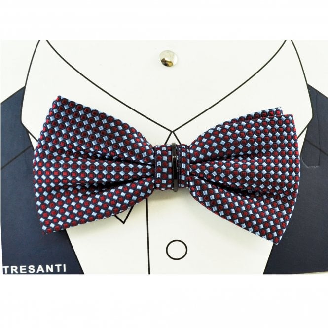 Tresanti Shades of Blue & Red Check Pattern Men's Silk Bow Tie
