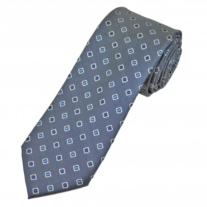 Tresanti Shades Of Blue & Silver Diamond Pattern Men's Silk Tie