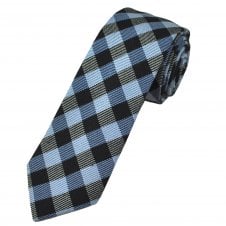 Tresanti Shades of Blue, Silver Grey & Black Checked Wool/Silk Blend Men's Tie