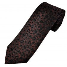Tresanti Shades of Brown, Russet & Black Geometric Pattern Men's Silk Designer Tie