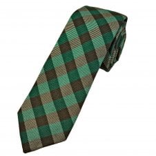Tresanti Shades of Green, Brown & Silver Grey Checked Wool/Silk Blend Men's Tie