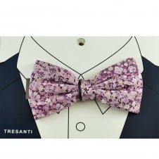 Tresanti Shades of Pink & Silver Floral Pattern Silk Men's Bow Tie