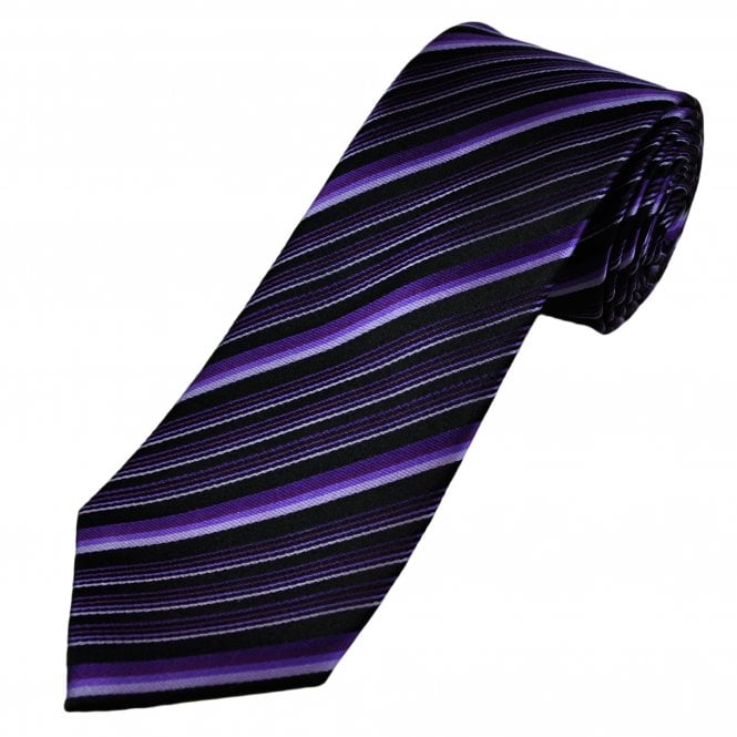 Tresanti Shades of Purple & Black Striped Men's Silk Designer Tie