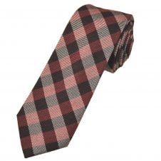 Tresanti Shades of Red, Silver Grey & Black Checked Wool/Silk Blend Men's Tie