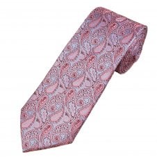 Tresanti Silver Blue, Pink & Burgundy Paisley Pattern Men's Silk Tie