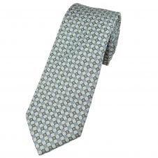Tresanti Silver, Grey, Navy & Light Blue Circle Pattern Men's Silk Tie