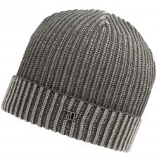 Tresanti Silver & Grey Ribbed Beanie Hat with Metal Tresanti Logo