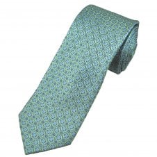 Tresanti Silver, Lime Green, Blue & Grey Circle Pattern Men's Silk Tie