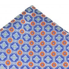 Tresanti Silver, Royal Blue, Light Blue, Yellow & Orange Patterned Silk Pocket Square Handkerchief