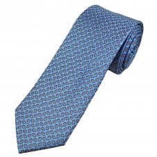 Tresanti Sky Blue, Navy, Red & Silver Teardrop Paisley Pattern Men's Silk Tie