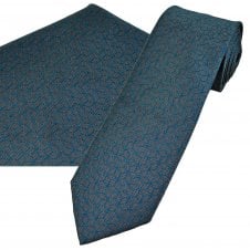 Tresanti Slate Grey & Electric Blue Cube Pattern Men's Designer Silk Tie & Pocket Square Handkerchief Set