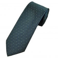 Tresanti Slate Grey & Green Cube Pattern Men's Designer Silk Tie