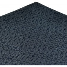 Tresanti Slate Grey & Navy Blue Cube Pattern Silk Pocket Square Handkerchief