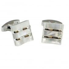 Tresanti Three Stripes Mother Of Pearl Designer Cufflinks