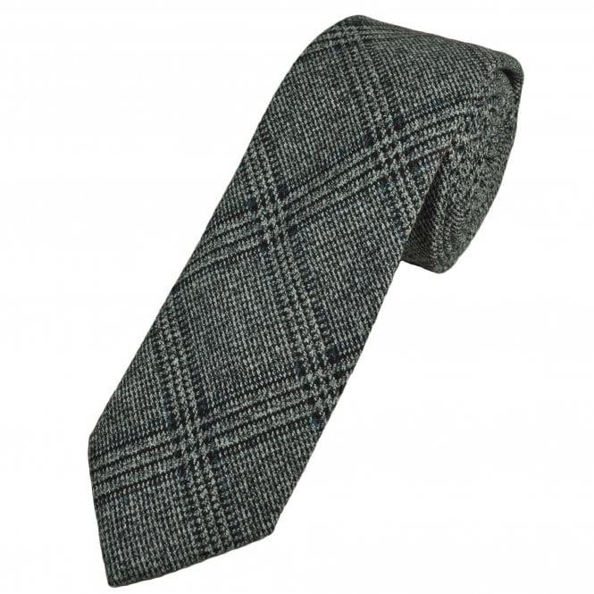 Tresanti Tweed Look Black, Brown & Silver Check Pattern Men's Designer Tie