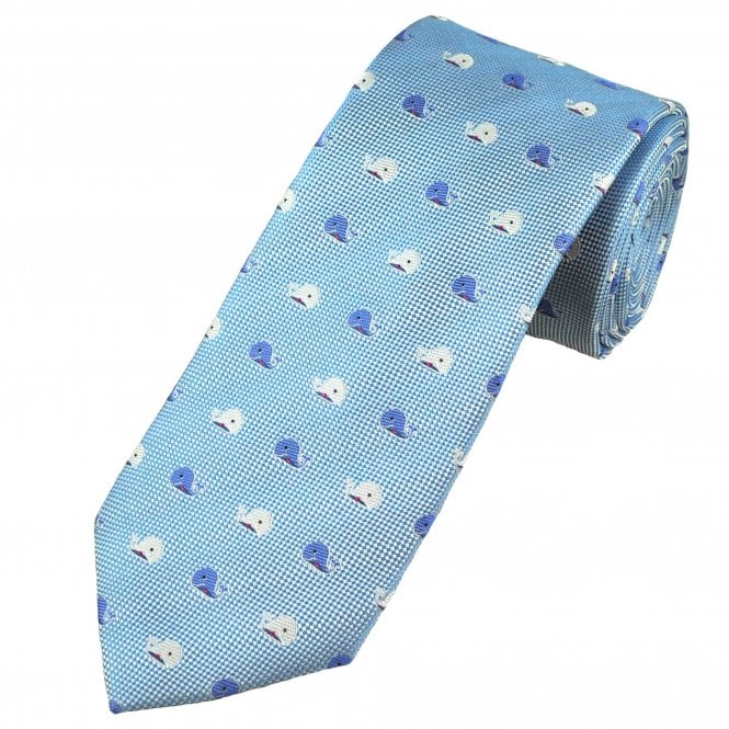 Tresanti Whale Light Blue Men's Silk Tie