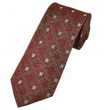 Tresanti Wine Red & Beige Patterned Men's Silk Tie