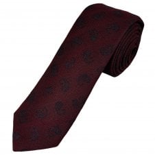 Tresanti Wine Red & Navy Blue Paisley Patterned Wool Blend Men's Tie
