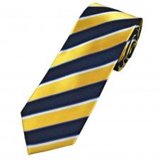 Tresanti Yellow, Navy, Royal Blue & White Stripe Men's Silk Tie