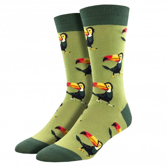 Tropical Toucan Green Luxury Men's Socks