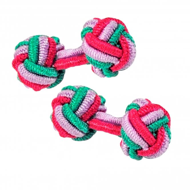 Turquoise, Lilac & Cerise Pink Elastic Knot Cufflinks