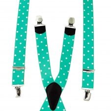 Turquoise & White Polka Dot Men's Trouser Braces