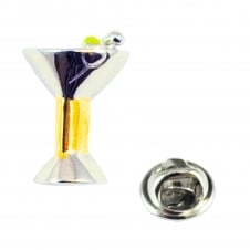 Two Tone Cocktail Glass Lapel Pin Badge