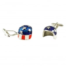 USA Stars & Stripes Crash Helmet Novelty Cufflinks