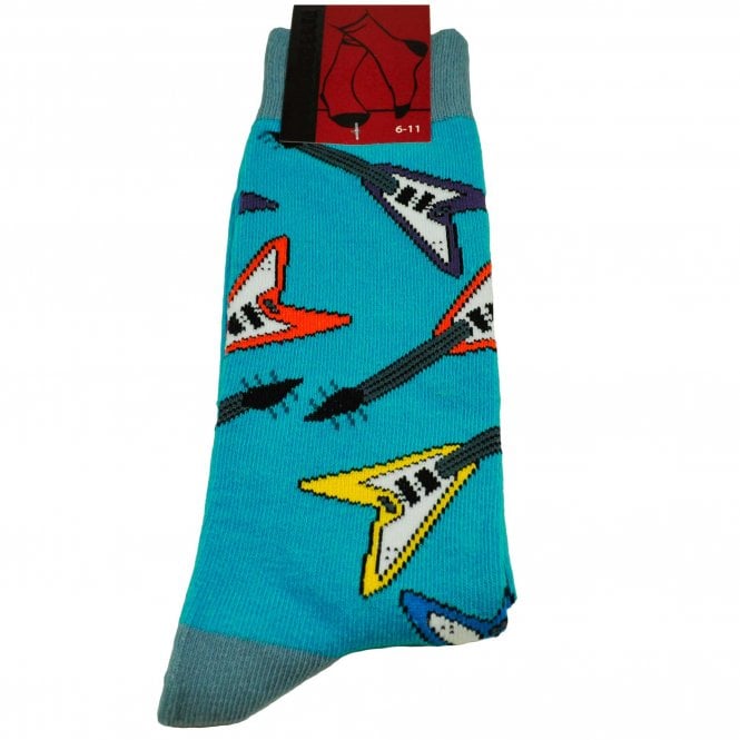 V Shape Guitars Blue Men's Novelty Socks