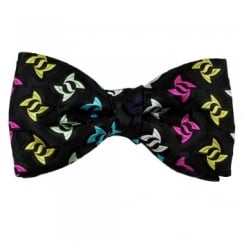 Van Buck Black & Colourful Star Patterned Designer Silk Bow Tie - Limited Edition