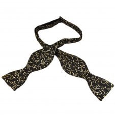 Van Buck Black & Gold Patterned Men's Self Tie Bow Tie