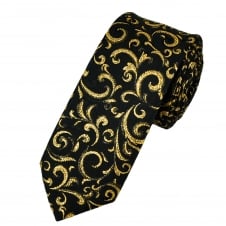 Van Buck Black & Gold Regal Patterned Men's Prom Tie