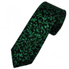 Van Buck Black & Green Patterned Skinny Prom Tie