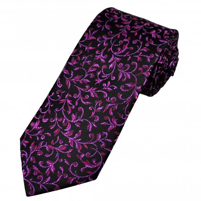 Van Buck Black, Purple & Pink Lurex Patterned Men's Tie