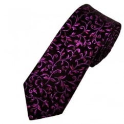Van Buck Black, Purple & Pink Patterned Skinny Prom Tie