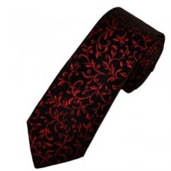 Van Buck Black & Red Patterned Skinny Prom Tie