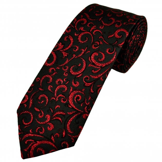 Van Buck Black & Red Regal Patterned Lurex Men's Tie