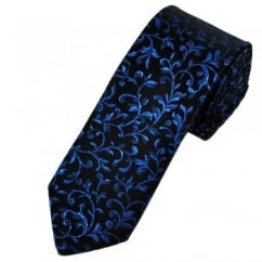 Van Buck Black & Royal Blue Patterned Skinny Prom Tie