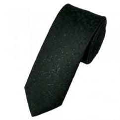 Van Buck Black Self Patterned Skinny Prom Tie