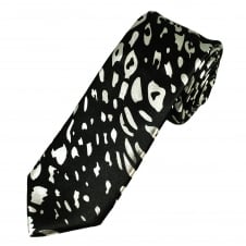 Van Buck Black & Silver Leopard Print Skinny Men's Tie