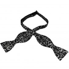 Van Buck Black & Silver Ornate Regal Patterned Men's Self Tie Bow Tie