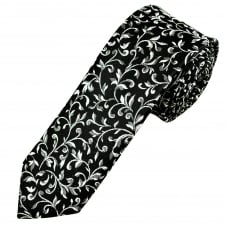 Van Buck Black & Silver Patterned Skinny Prom Tie